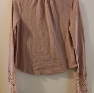 Womens icon apparel waffle shirt lace trim small
